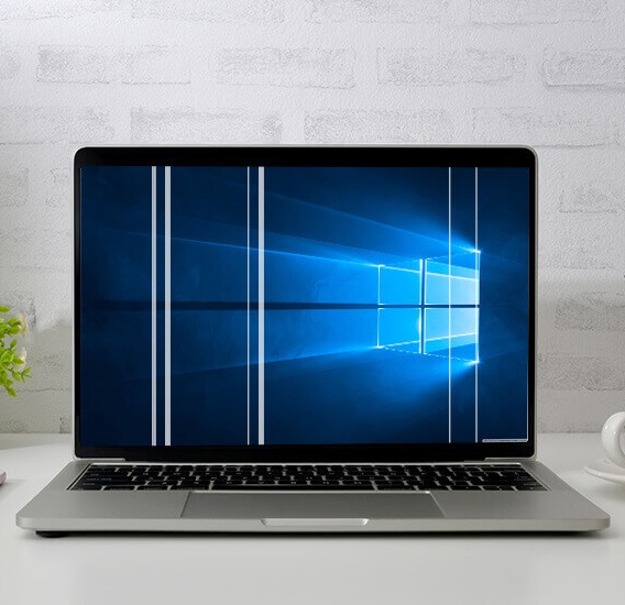 laptop screen with vertical lines